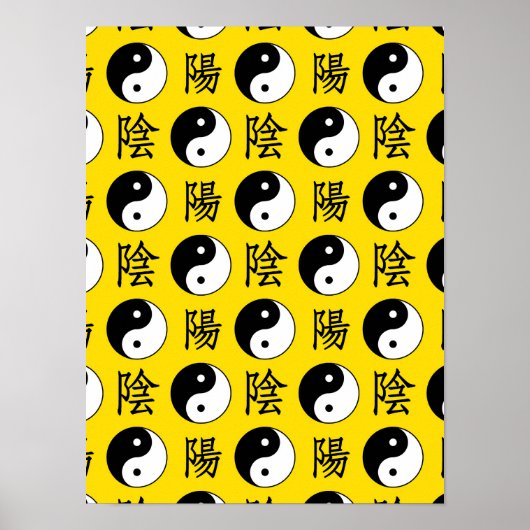 黄色の背景中国の陽模様 ポスター (正面)