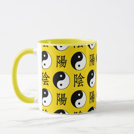 黄色の背景中国の陽模様 マグカップ (左)