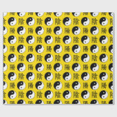 黄色の背景中国の陽模様 ラッピングペーパー (フラット)