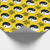 黄色の背景中国の陽模様 ラッピングペーパー (角)