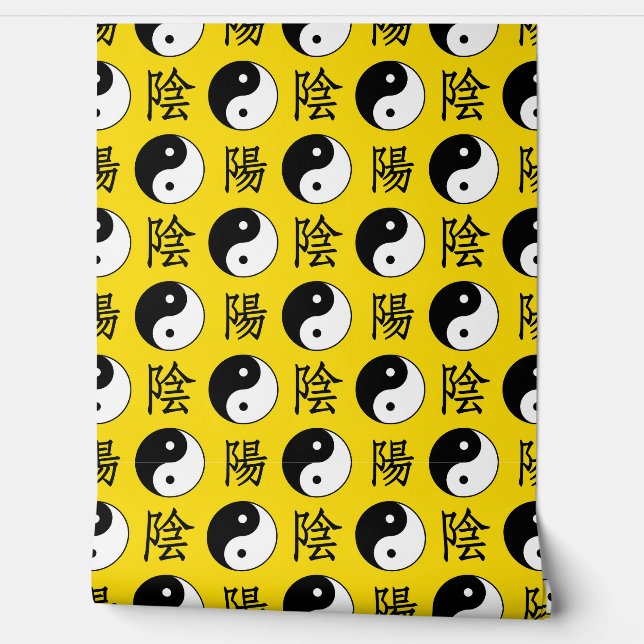 黄色の背景中国の陽模様 壁紙 (ほどく)