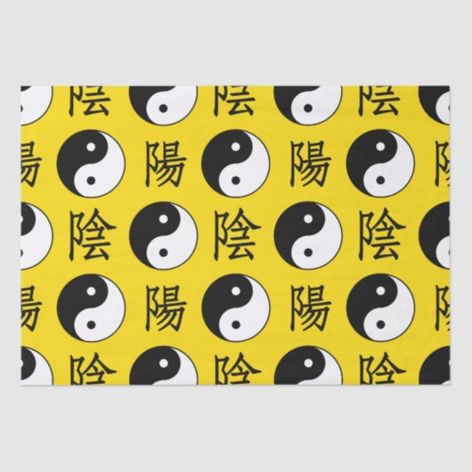 黄色の背景中国の陽模様 薄葉紙 (正面)