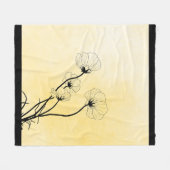黄色の胡蝶蘭の花の線画 フリースブランケット (正面(横))