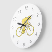 黄色の自転車のライダー ラージ壁時計 (傾斜)