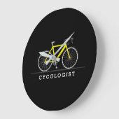 黄色の自転車を持つ文字医 ラージ壁時計 (傾斜)