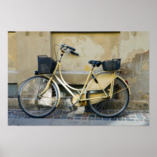 黄色の自転車,コペンハーゲン,デンマーク ポスター (正面)