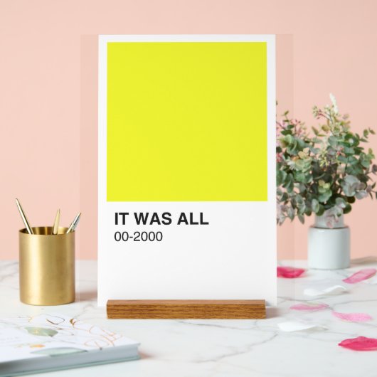 黄色の色の歌 – 白の背景 アクリルサイン (ウェディング)