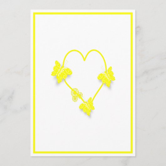 黄色の色の蝶ハート結婚デザイン メニュー (裏面)