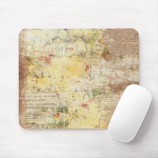 黄色の色彩の鮮やかなヴィンテージ新聞 マウスパッド (マウス)
