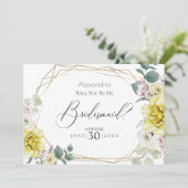 黄色の芍薬の花、あなたは私の花嫁の仲間になってくれますか 招待状 (スタンド正面)