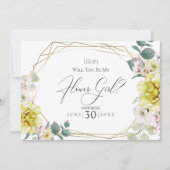 黄色の芍薬の花  私のフラワーガールになってくれる？ 招待状 (正面)