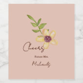 黄色の花がピンクを彩る シンプルでかわいい植物学 ワインラベル (シングルラベル)