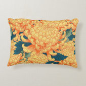 黄色の花が付いたシームレスな日本の背景c アクセントクッション (裏面)