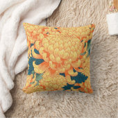 黄色の花が付いたシームレスな日本の背景c クッション (ブランケット)