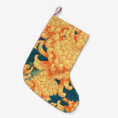 黄色の花が付いたシームレスな日本の背景c スモールクリスマスストッキング (正面 (吊り時))