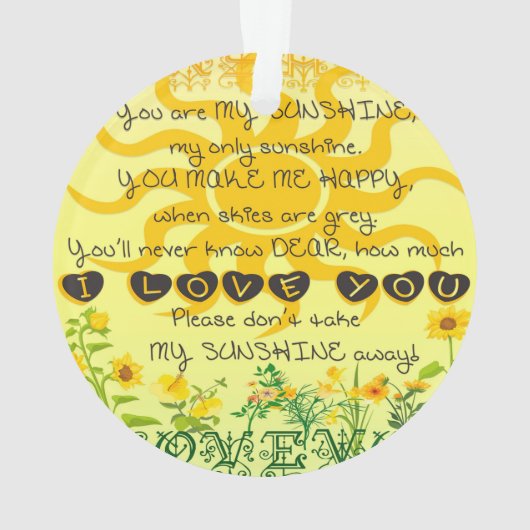 黄色の花が付いている私の日光です オーナメント (裏面)