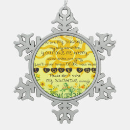 黄色の花が付いている私の日光です スノーフレークピューターオーナメント