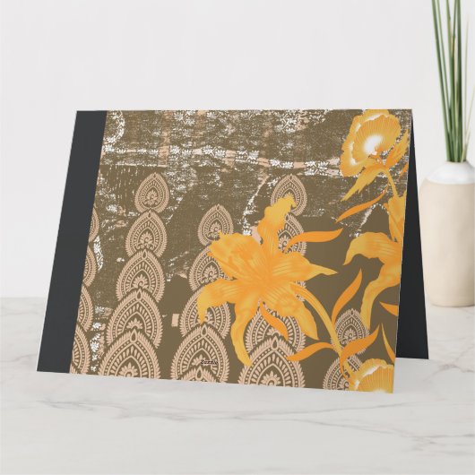 黄色の花が描かれた絵のデザイン サンキューカード (裏面)