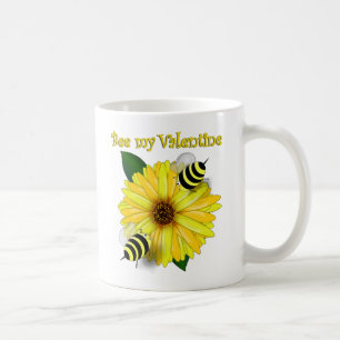 黄色の花で会うミツバチたち コーヒーマグカップ