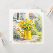 黄色の花とじょうろ カード (正面/裏面インサイチュ)