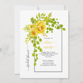 黄色の花とアーチのウェディング ブライダル シャワー 招待状 (正面)