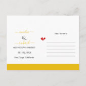 黄色の花とアーチ秋の結婚式日付を保存 ポストカード (裏面)