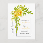 黄色の花とアーチ秋の結婚式日付を保存 ポストカード (正面)