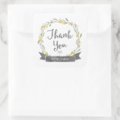 黄色の花と灰色の葉リースありがとうございます スクエアシール (バッグ)