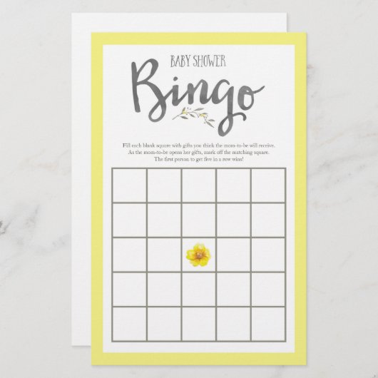 黄色の花と灰色の葉リース赤ちゃんシャワー (正面/裏面)