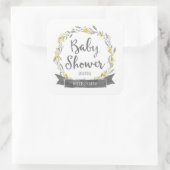 黄色の花と灰色の葉リース赤ちゃんシャワー スクエアシール (バッグ)