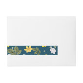 黄色の花と白いバラ ラップアラウンド宛名ラベル (正面)