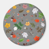 黄色の花と白いバラ 16 マグネット (正面)