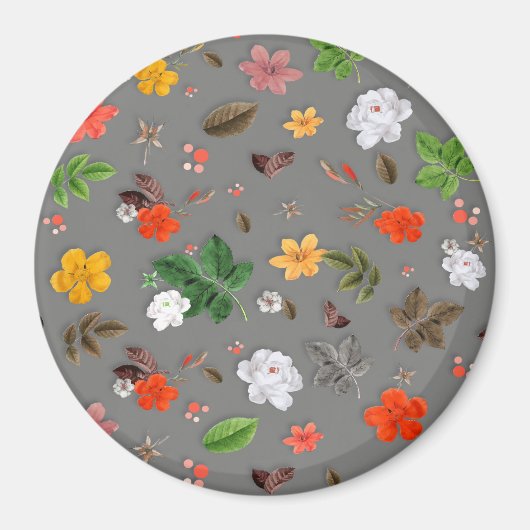 黄色の花と白いバラ 16 マグネット (正面)