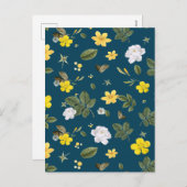 黄色の花と白いローズ シーズンポストカード (正面/裏面)