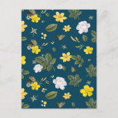 黄色の花と白いローズ シーズンポストカード (正面)