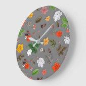 黄色の花と白い薔薇 16 ラージ壁時計 (傾斜)