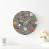 黄色の花と白い薔薇 16 ラージ壁時計 (ホーム)