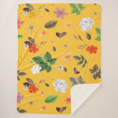 黄色の花と白のバラ10 シェルパブランケット (正面)