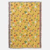 黄色の花と白のバラ10 スローブランケット (正面縦)