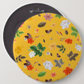 黄色の花と白のバラ10 缶バッジ (正面&裏面)