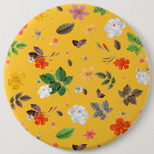 黄色の花と白のバラ10 缶バッジ (正面)