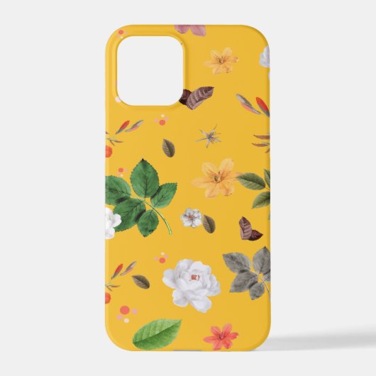 黄色の花と白のバラ10 iPhoneケース (裏面)