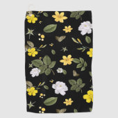 黄色の花と白のバラ2 ゴルフタオル (正面)