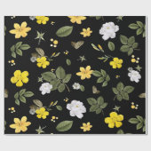 黄色の花と白のバラ2 ラッピングペーパー (フラット)