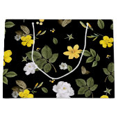 黄色の花と白のバラ2 ラージペーパーバッグ (正面)