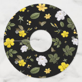 黄色の花と白のバラ2 ワイングラスタグ (正面)