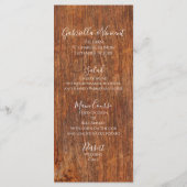 黄色の花と納屋の木の国の結婚式のメニュー メニュー (裏面)