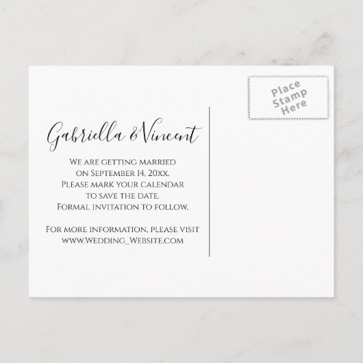 黄色の花と納屋の木の結婚式の日付を保存 案内ポストカード (裏面)