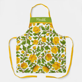 黄色の花と緑の離れ花 エプロン