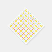 黄色の花と赤と青の点の模様 スタンダードカクテルナプキン (角)